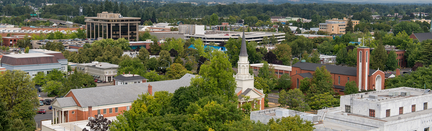 Aerial view of a university campus