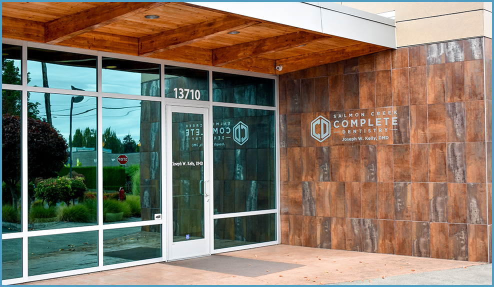 Outside of front door of Salmon Creek Complete Dentistry